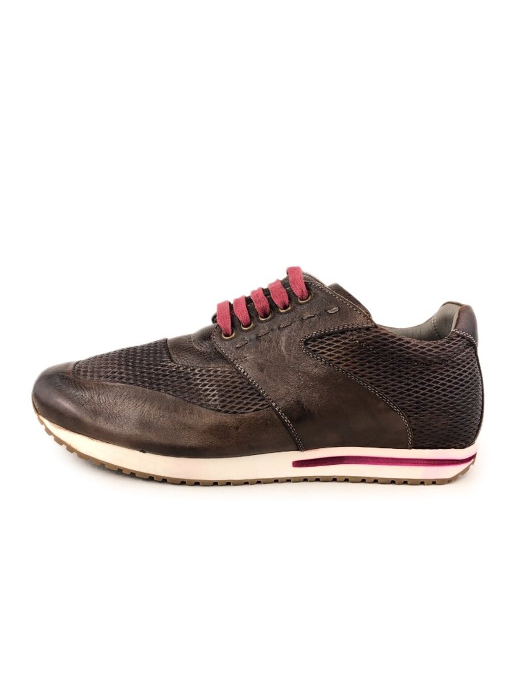 Leonardo Brown Leather Handmade Sneakers EUR 42